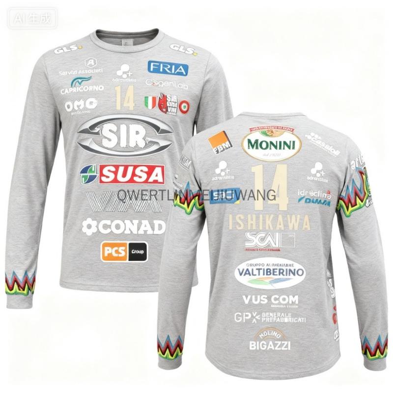 Syl Safety Perugia 2025 No.14 Volleyball Shirt - Essential Outdoor Breathable Large Long Sleeve T-shirt for Autumn Beach