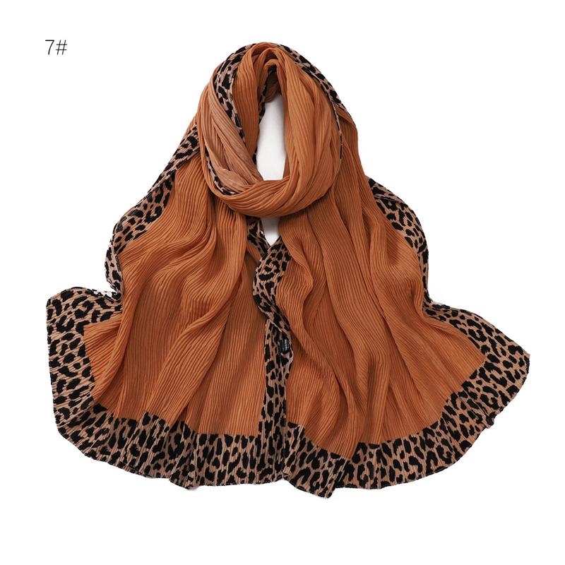 Winter Sexy Leopard Chain Viscose Scarf Wrinkle Pleated Shawls and Wraps Autumn Echarpe Pashmina Bufandas Muslim Sjaal 180*70Cm