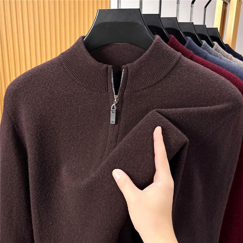 Men's Business Casual 100% Pure Wool Half-Zip Sweater FXTST7356