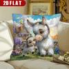 pc D Flat (Pillow Not Included) Cute Donkey Baby Farm House Cushion Cover Short Plush Animal Lover Decor Throw Pillow Case