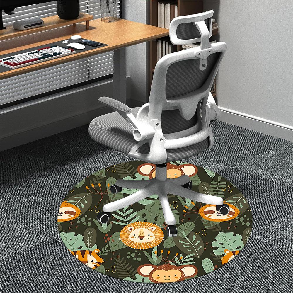 1pc Tropical Monkey Office Round Area Rug, Under Office Chairs Bedroom Living Room Home Decor, Room Deco