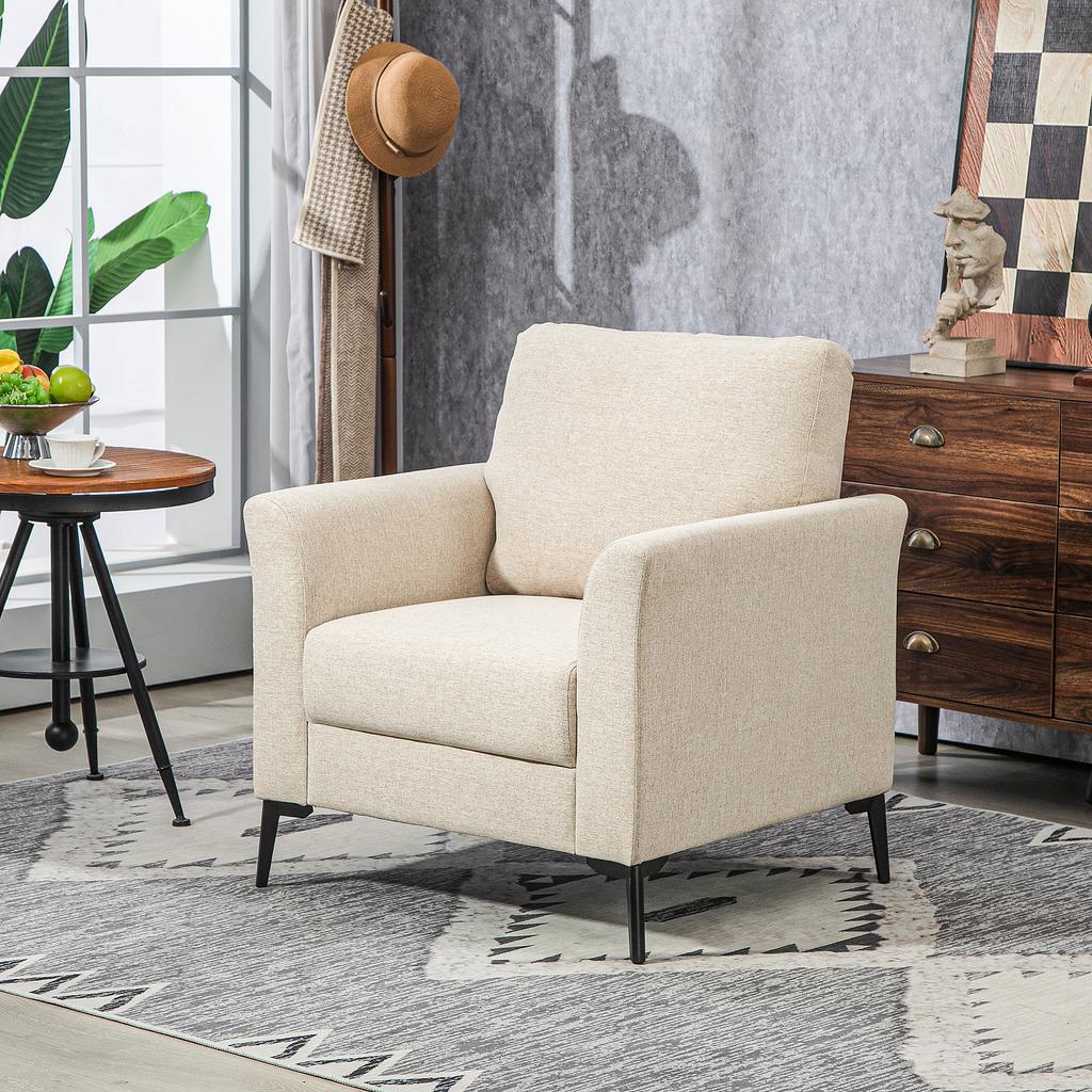 Linen-Look Armchair - Beige