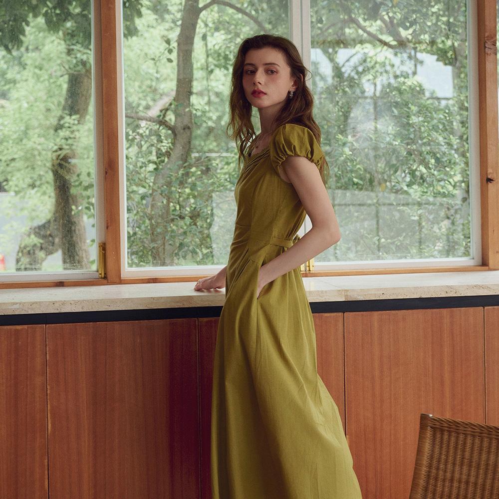 Simpeulleteulo Sr_Pinched Pleated Flying Sleeve Dress