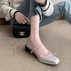 Square Toe High Heels Butterfly-knot Buckle Strap Ladies Shoes Mary Janes Block Heel Women Pumps Party Wedding Shoe