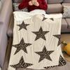 Leopardenmuster Sterne Flanelldecke Warm Weich Halloween Weihnachten Sofa Warm Gemütlich Dekoratives Dekor Geschenk für Alle Jahreszeiten