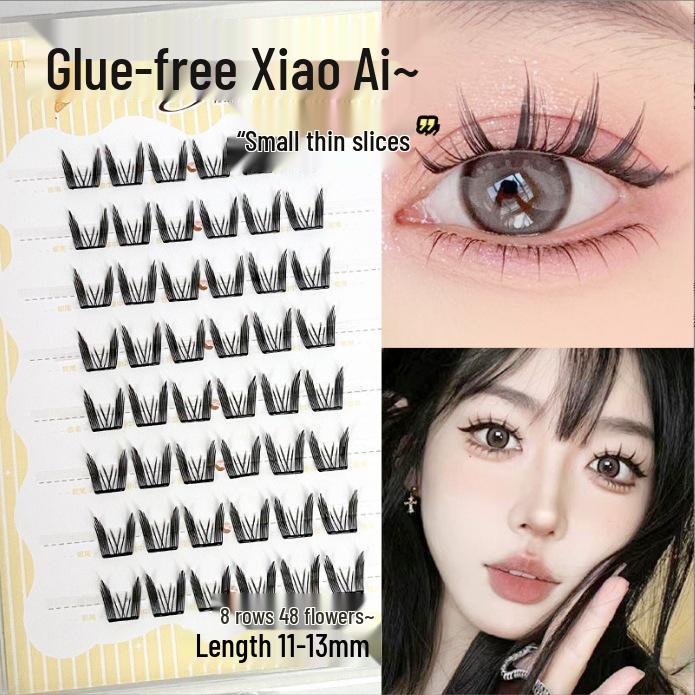 Ying Lier Natural Cluster Fox-Eye Eyelashes - Beginner-Friendly and Glue-Free