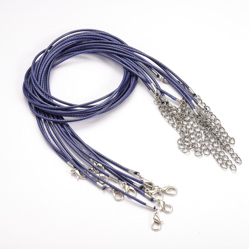 10-20pcs 45cm+5cm Lobster Clasp String Cord Real Leather Adjustable Braided Rope for Necklace Jewelry Making DIY Accessories