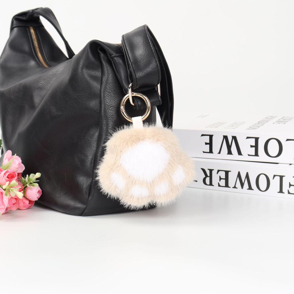Mink Cat Paw Plush Backpack Charm and Keychain