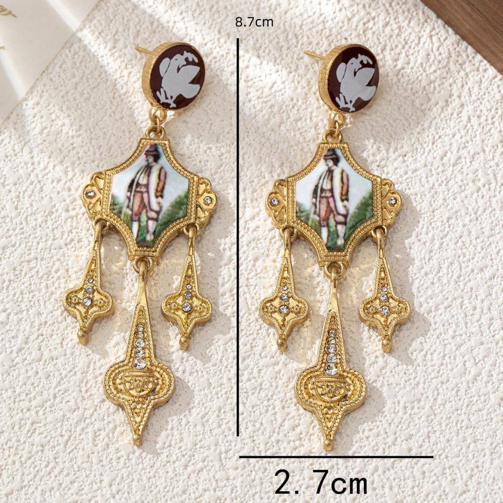 Personalized Royal Oil Painting Meteor Pendant Earrings Light Luxury Simple Trend Earrings