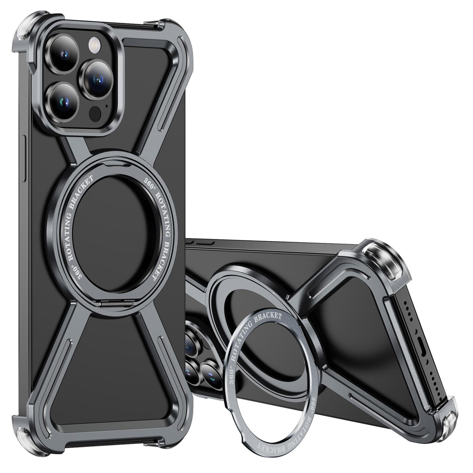 

For iPhone 13 Pro Bumper Cases Borderless Metal Frame Cover Compatible with MagSafe Kickstand Grey
