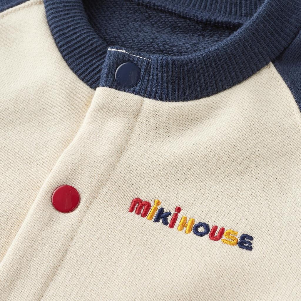 Coverall Rompers Logo Long Sleeve Made in Japan Boys Girls Baby Kids Infant Baby Clothes Clothes 70cm Multicolor [Miki House] Children's 10-1204-491