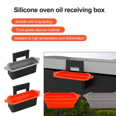 Suitable For Grill Oil Filter Box Multi-function Retractable Storage Silicone Oil Filter Box Kitchen Oven Oil Drip Box