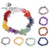 JD Natural Crystal Stone Seven Chakra Irregular Energy Bracelet Women Men Healing Amethyst Fluorite Chip Strand Bracelet Gift
