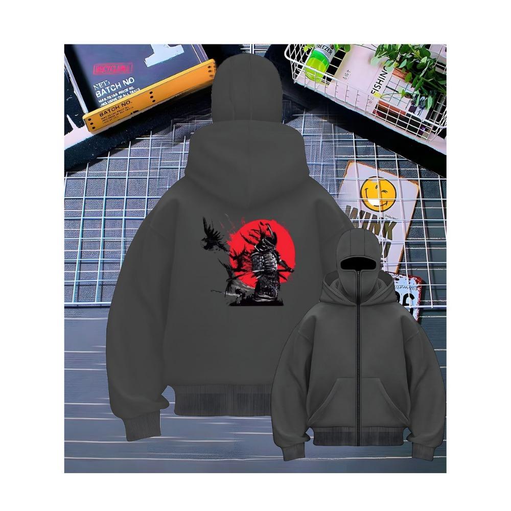 

Большое худи с модным и трендовым принтом, кардиган на молнии для комфорта и долговечности XXXL