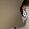 Rice Beads Beaded Flower Round Earrings Women's Fresh and Fashionable Stud Earrings High-end Commuting Versatile Earrings