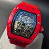 Used New Watch Richard Mille Type Quartz Homage Watch Rubber Tonneau Red Red Luxury Luxury Sports