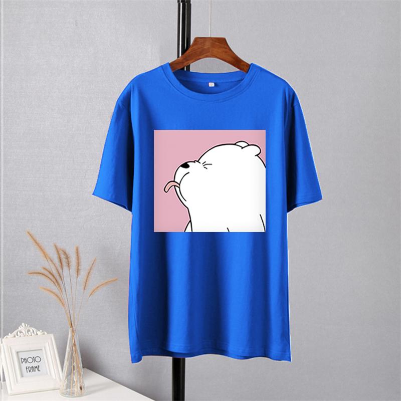 Shellsuning Summer Cute Printed Cotton T Shirt Women Loose Short Sleeve Trend Tees Female Casual Streetwear All-match Basic Tops