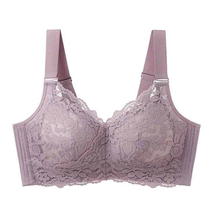 Underwear women's big breasts show small and ultra-thin summer light and thin breasts anti-sagging full cup adjustment large size bra cover