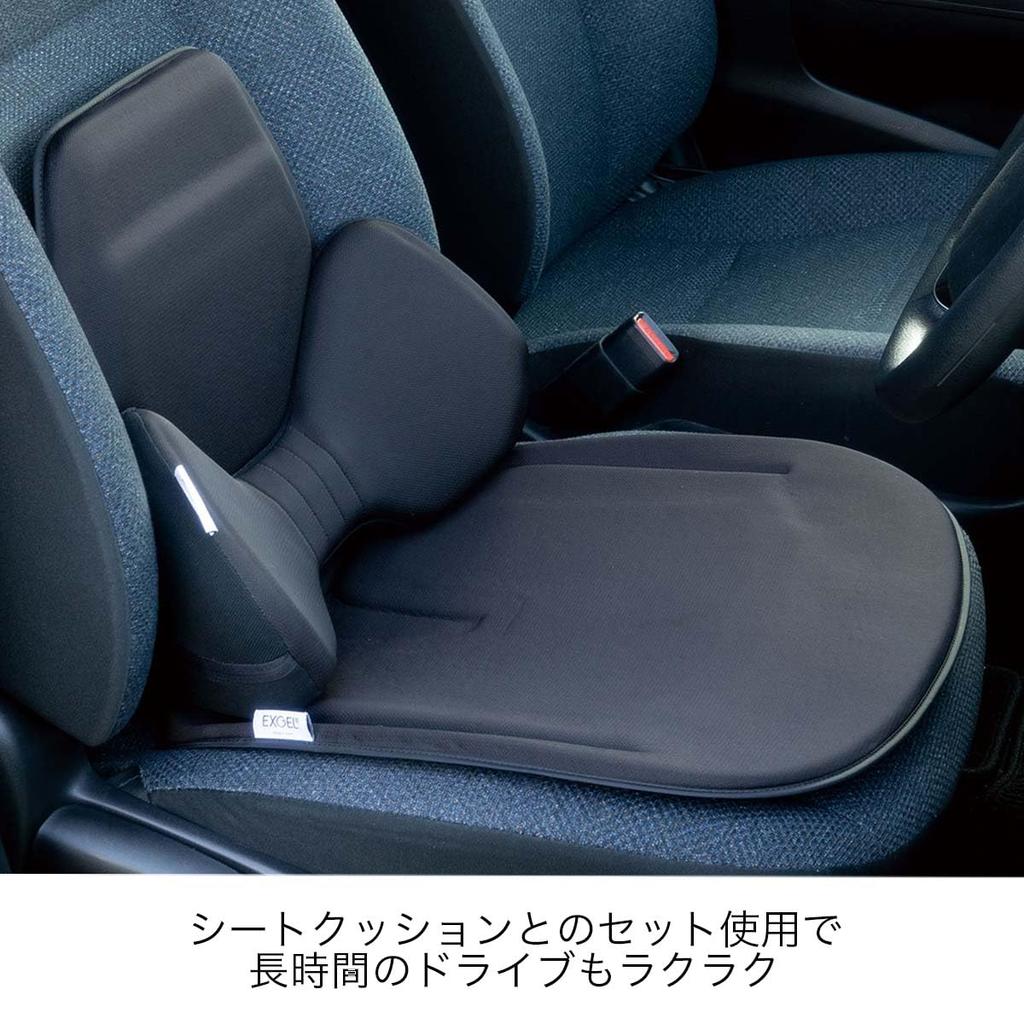 EXGEL Hug Drive Car Gel Car Lumbar Made In Cushion, Black, Cushion, Cushion, Support, Japan, HUD01-BK
