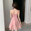 Schickes Feen-Blasen-Gaze-Spaghettiträger-A-Linien-Kleid - Petite, Tailliert, Kurz & Elegant
