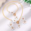 Elegante Witte Bloem Hanger Ketting Oorbellen Enkelbandjes Sieraden Sets voor Vrouwen Oorbellen Bruiloft Sieraden Set Accessoires