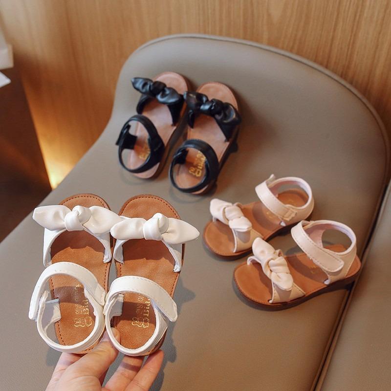 Foreign trade summer new children's sandals girls bow open-toed beach shoes medium and small children non-slip breathable casual shoes