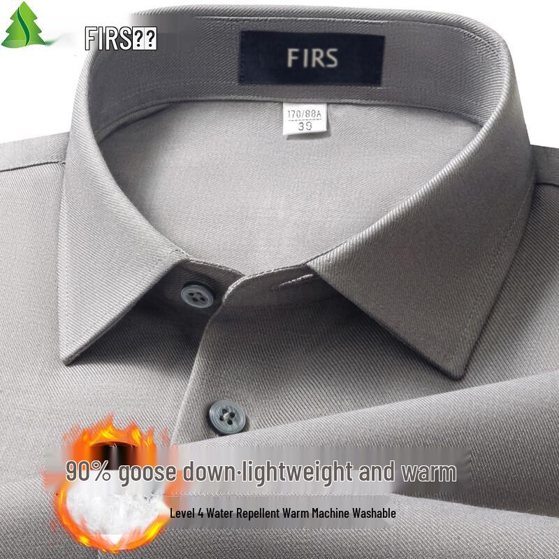Shanshan Men's 90% Goose Down Modal Fleece Lined Winter Shirt