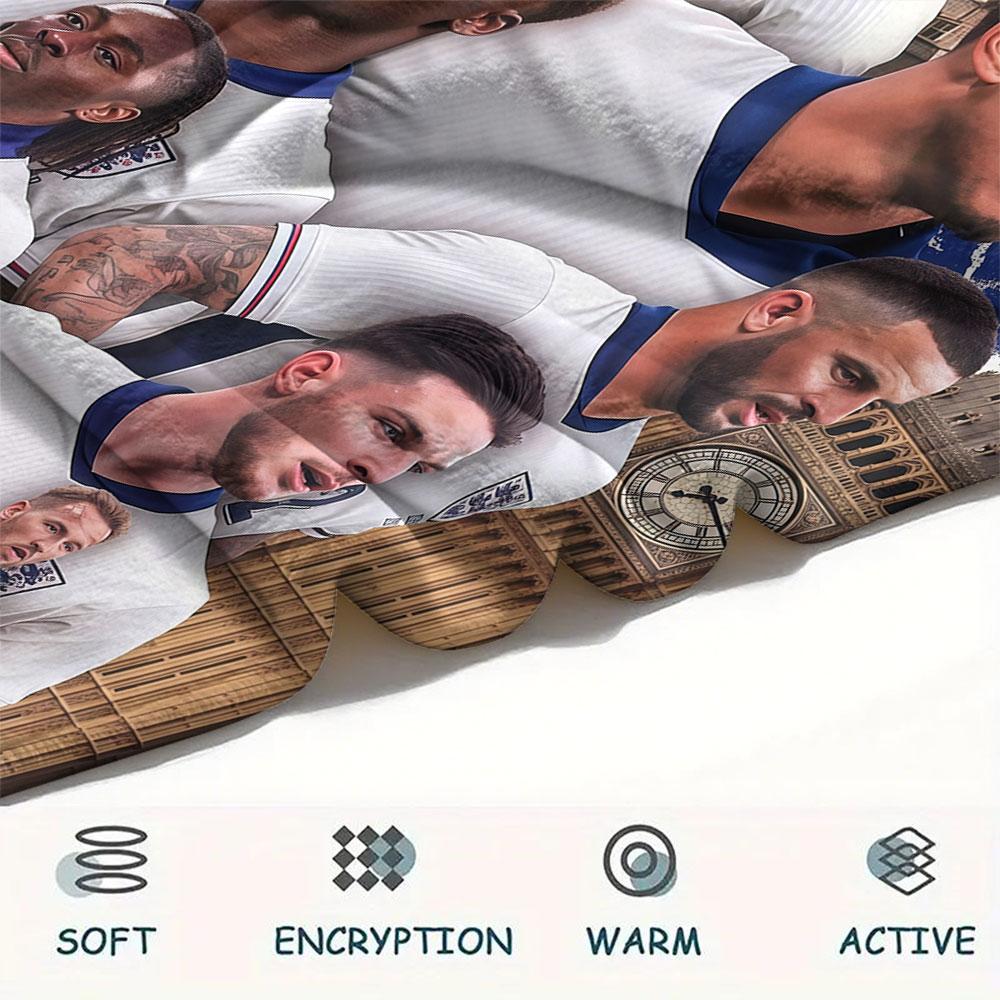 1PC England National Football Team Patterned Flannel Blanket Suitable For All Seasons for Home Decor Warmth and Comfort Gifts Holiday Present