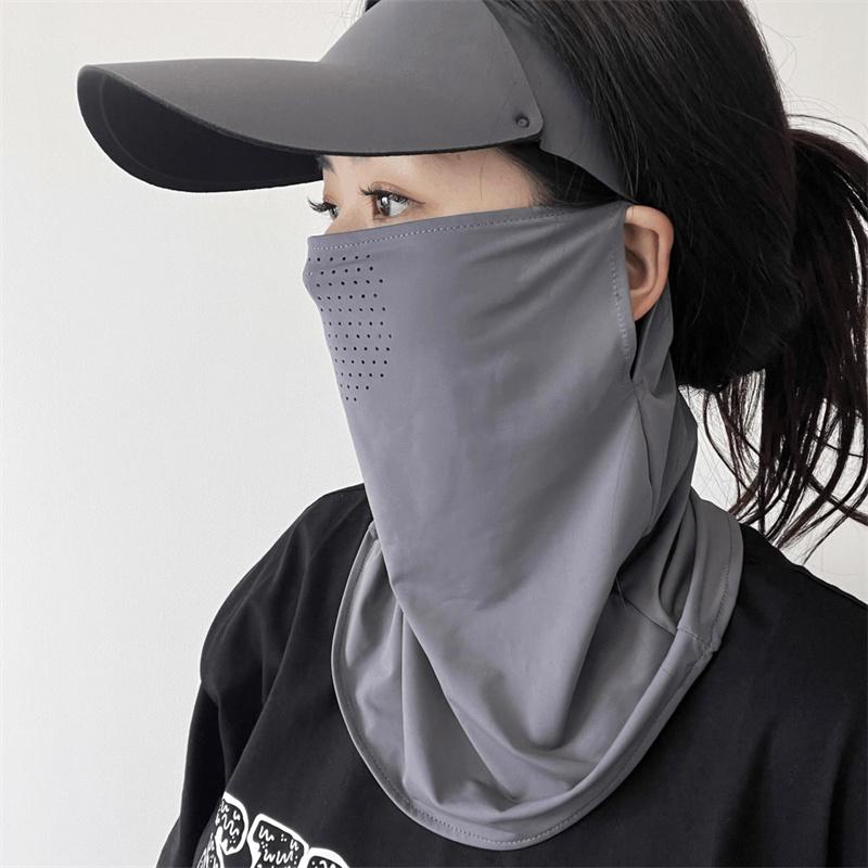 Ice Silk Sunscreen Face Mask With Ear Hooks - Unisex Summer Cycling Face Cover, Breathable Uv Shield For Face And Neck