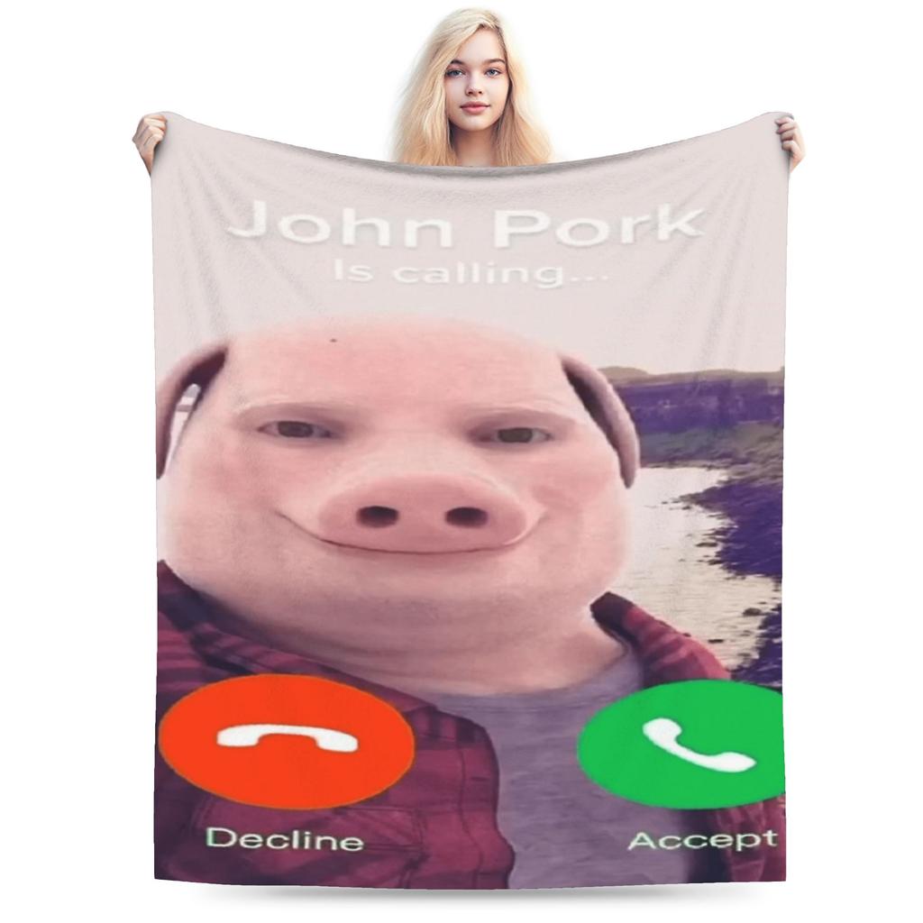 Soft Warm Blanket Kids Airplane Travel John Pork Is Calling Throw Blanket Flannel Bedspread For Couch Chair Novelty Sofa Bed