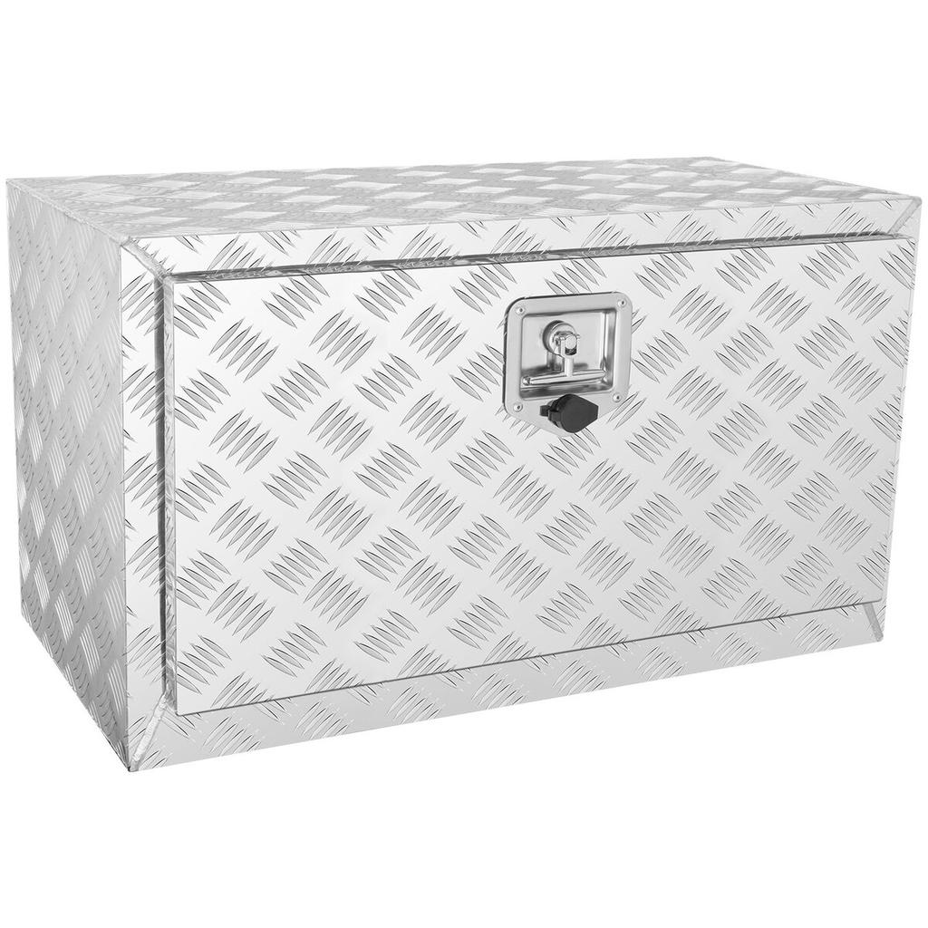Underbody Truck Box, 30"×14"×16" Pickup Storage Box, Heavy Duty Aluminum Diamond Plate Tool Box with Lock and Keys, Waterproof Trailer Storage Box
