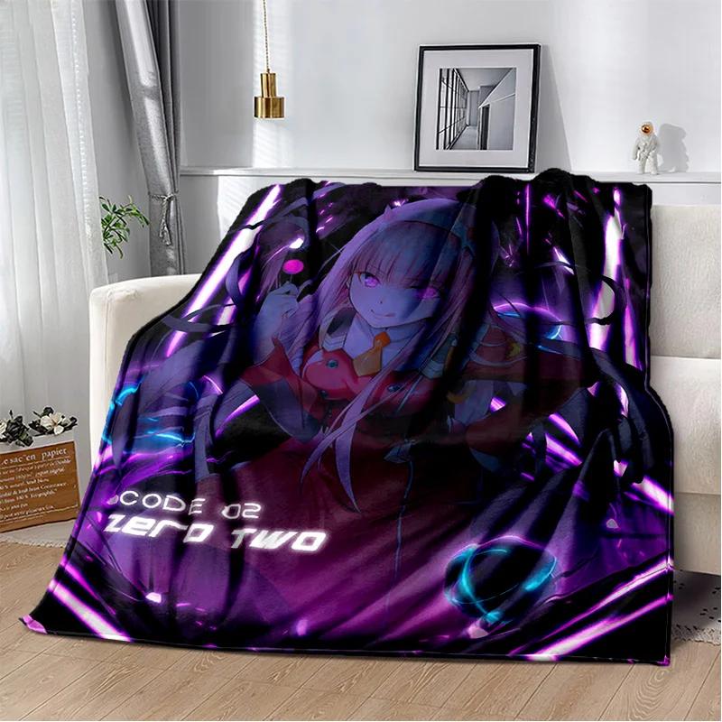 3D Sexy Girl Zero Two DARLING In FRANXX Soft Plush Blanket,Flannel Blanket Throw Blanket for Living Room Bedroom Bed Sofa Picnic