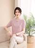 Mom's Summer Chinese Knitted T-shirt: Short Sleeve Ice Silk Top & Two-Piece Set for Middle-Aged Women