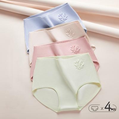 4Pcs/Set Cotton Women's Panties High Waist Body Shaper Underwear Plus Size Breathable Panty Solid Ladies Briefs Slim Female Lingerie