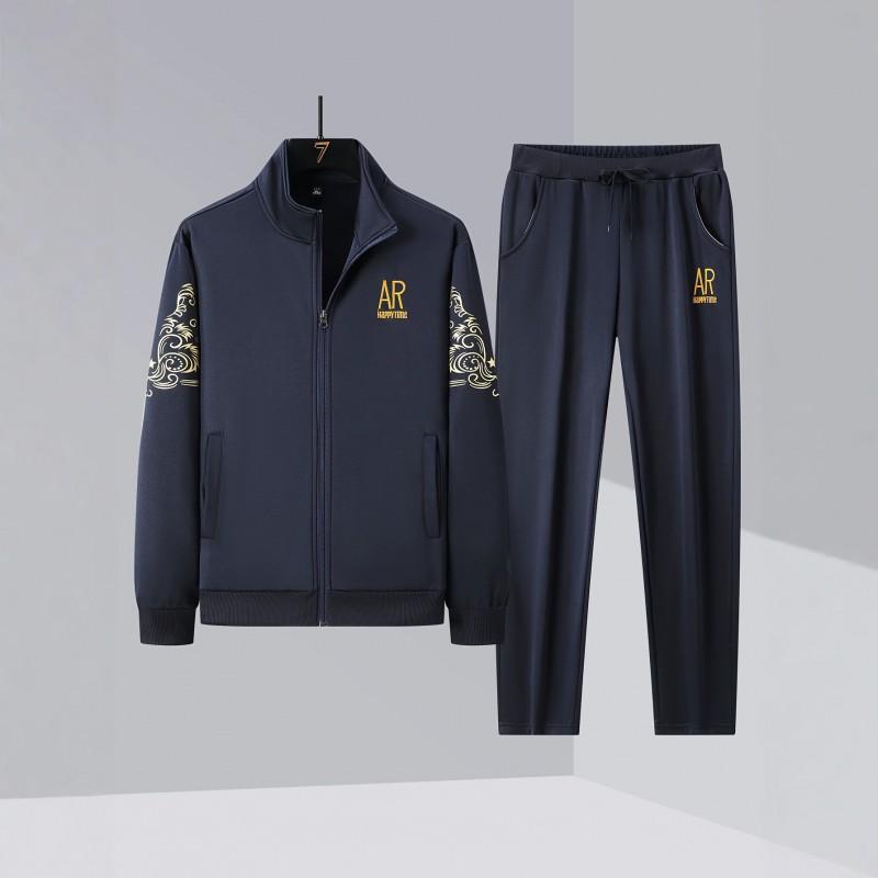 Mens Casual Sportswear Set Long Sleeve Jacket Pants Lightweight Comfortable Fitness Outfit