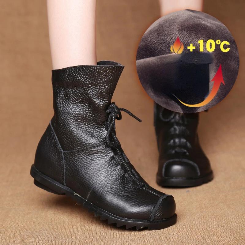 Fashion Women Shoes Retro Original Leather Short Boots Warm Leather Boots Autumn and Winter New Ankle Boots Women Boots Botas De Mujer