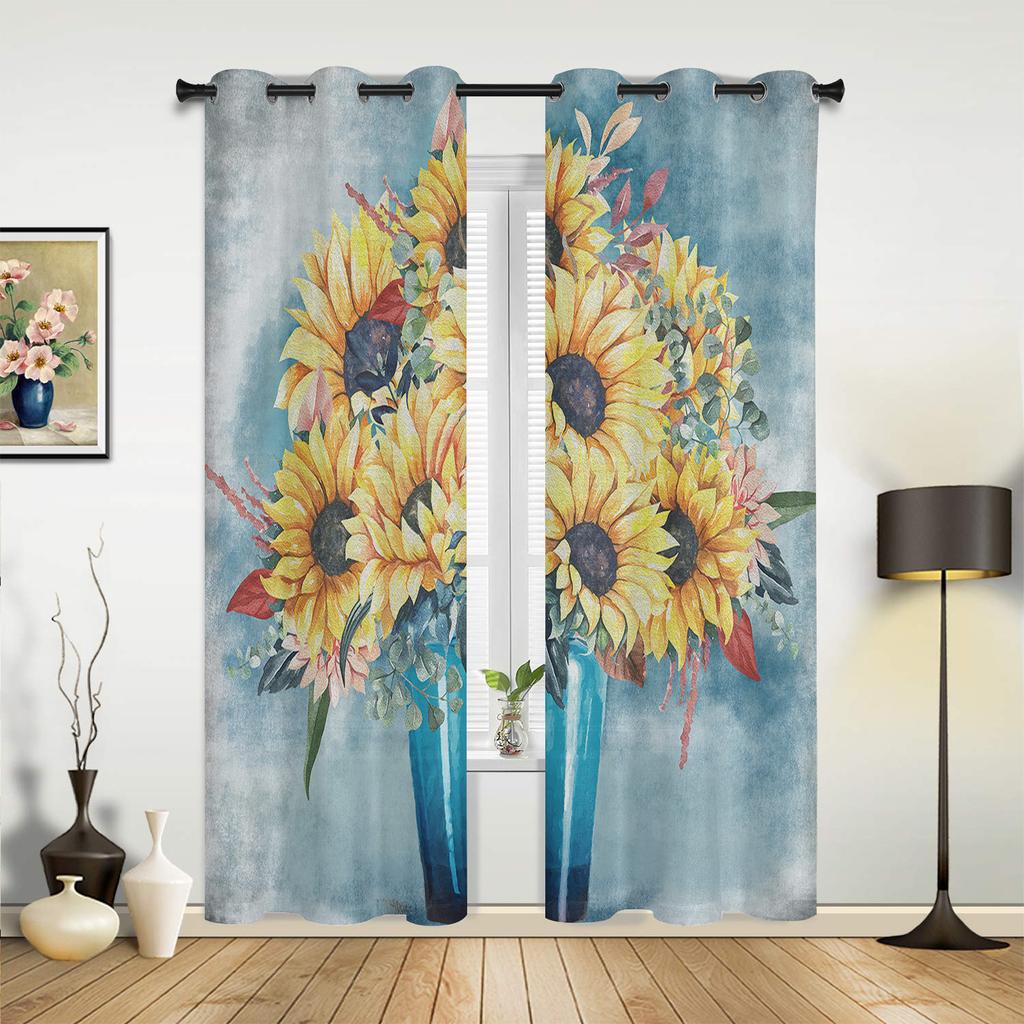 Oil Painting Abstract Hand Painted Vintage Curtains for Bedroom Living Room Drapes Kitchen Kid's Room Window Curtain Home Decor