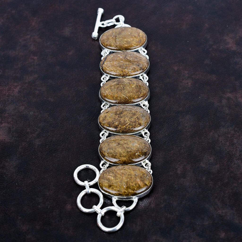 Bronzite Bracelet 925 Sterling Silver Bracelet Handmade Elegant Jewelry Adjustable Chain Bracelet Natural Gemstone Bracelet Engagement Gifts