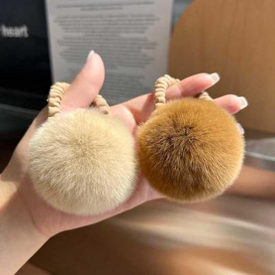 Faux Rabbit Fur Pom-Pom Elastic Hair Tie - Cute, Versatile Plush Accessory for Women
