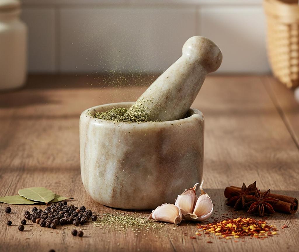 KLEO Stone Mortar & Pestle (Extra Small) Ginger and Medicinal Tablet Grinder Masher - (3-inch) (Brown)