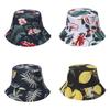 Unisex Double-sided Wear Bucket Hat With Exquisite Flower Print For Beach And Travel