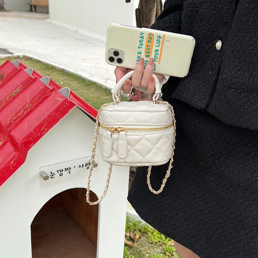 Mini dygsniuotas grandinės deimantinis languotas moteriškas krepšys Madinga Mini dizainerio rankinė Aukštos kokybės PU moteriškas mažas krepšys