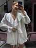 Spring Autumn French Sweet Loose Ruffles Lace Collar Two Piece Set Women's Outfit
