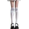 Lolita Lace Knee Socks White Women'S Ribbon Bow Medium Stockings Jk Autumn Thin Calf Socks