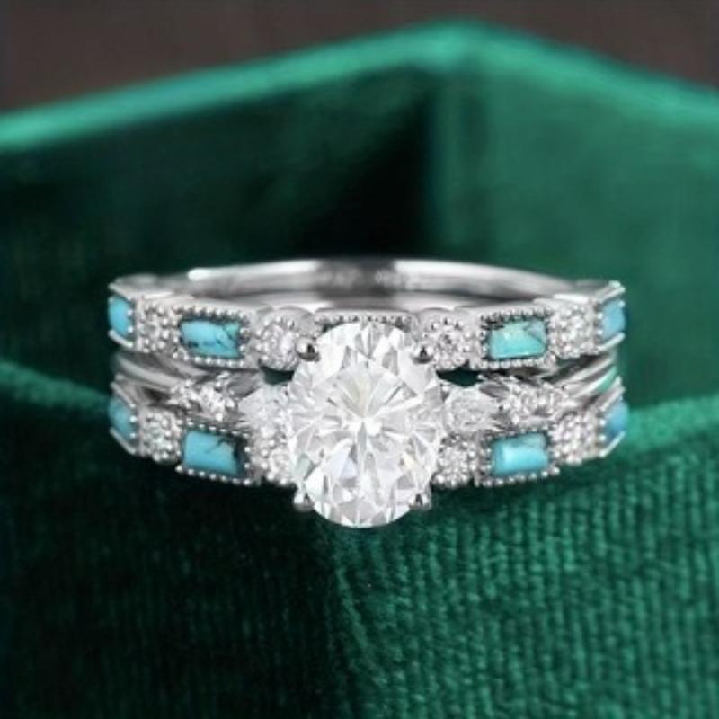 3 Pieces/set Bohemian Sparkling Zircon Inlaid Women's Rings, Vintage Trendy Holiday Party Accessories, Jewelry Gifts