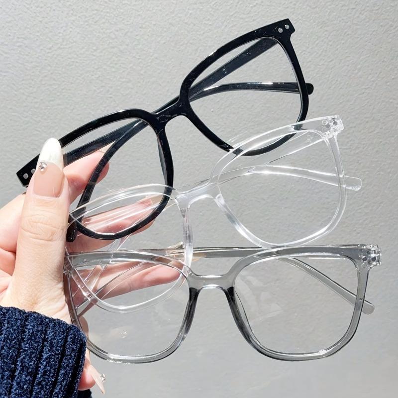 3pcs Unisex Square Frame Blue Light Blocking Glasses Plastic Oval Eyewear for Daily Wear