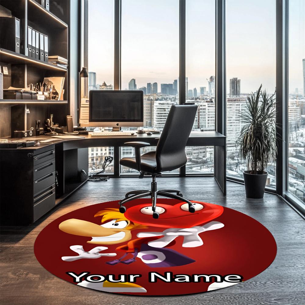 Custom Name Rayman Printed Round Rug Carpet Chair Rug Area Rug Entryway Doormats,for Office Chair Living Room Bedroom Kitchen Room.