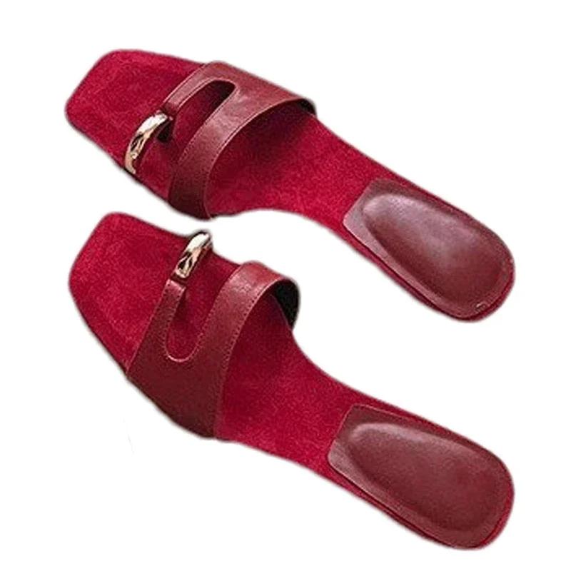 Fashion Elegant Mid Heels Women's Slippers Clip Toe Heeled Sandals Woman Shoes 2025 Summer Fashion Flip Flops Shallow Sandalias De Mujer