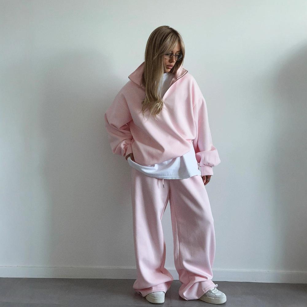 Completo Casual con Felpa con Cappuccio e Pantaloni Tuta Giallo Chiaro da Donna con Coulisse Streetwear Due Pezzi