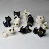 5Pcs Cat Ornament Mini Figurines Miniature Resin Cute Kitten Micro Landscape Crafts Small Ornaments Desktop Decoration